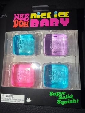 NeeDoh Nice Ice Baby Super Solid Squish! 4-Pack - Blue, Purple, Pink